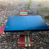 Tavolo pic nic in metallo vintage completo