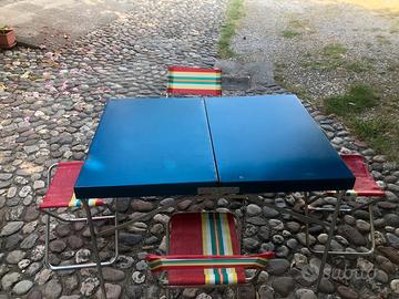 Tavolo pic nic in metallo vintage completo