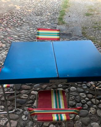 Tavolo pic nic in metallo vintage completo