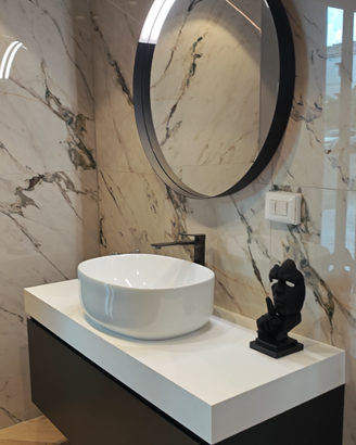 Specchio rotondo con led nero