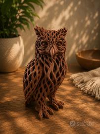 gufo intrecciato finto legno