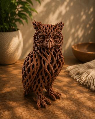 gufo intrecciato finto legno