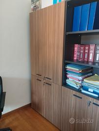 mobili ufficio-libreria doppia-scrivania-mobiletto