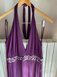Vestito viola scollato XL con decorazioni BONPRIX