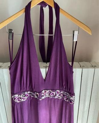 Vestito viola scollato XL con decorazioni BONPRIX