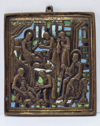 Antica Icona da viaggio La Natività della Vergine