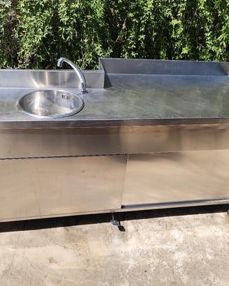 lavabo armadiato retrobanco acciaio 180x65cm