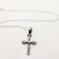 Splendido crocefisso collana argento pietre CZ