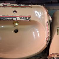 Cesame lavabo + colonna color miele