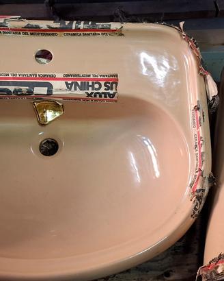 Cesame lavabo + colonna color miele
