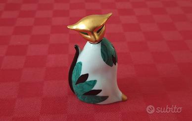 Statua Statuetta di Gatto in Porcellana Vintage