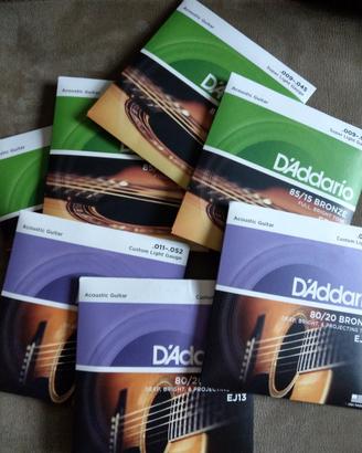 CORDE per CHITARRA ACUSTICA D'ADDARIO - NUOVE