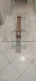 Tavolino in vetro e legno