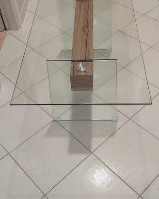 Tavolino in vetro e legno
