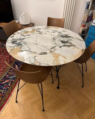 Tavolo Kartell Glossy Rotondo + 4 Sedie P/Wood