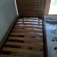 Letto singolo con rete doghe in legno