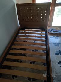 Letto singolo con rete doghe in legno