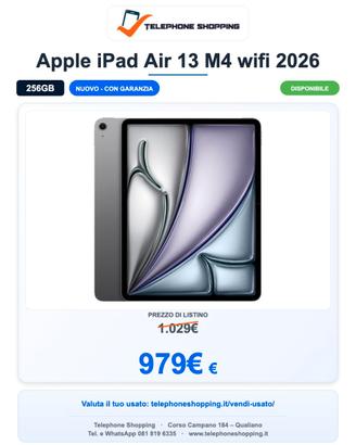 Apple iPad Air 13 M4 wifi 2026 256GB Nuovo