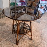 Tavolino vintage in bambù e rattan