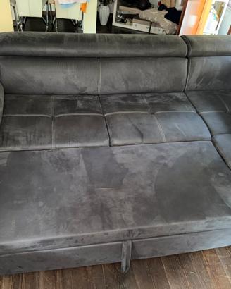Divano angolare letto contenitore grigio-microfibr