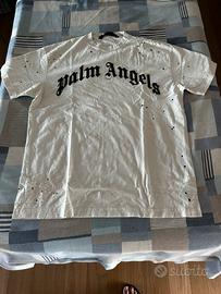 T-shirt Palm Angels bianca distressed