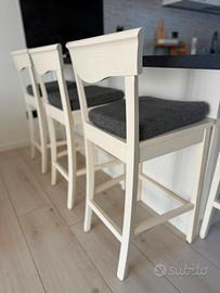Sgabelli alti in legno bianco con schienale