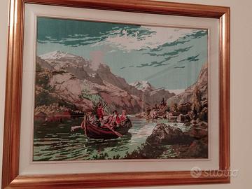 Quadro a mezzo punto LA FUGA DI RENZO E LUCIA