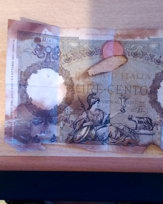 banconota  100 lire Roma guerriera