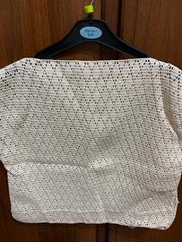 Top cotone con scollatura ecru’