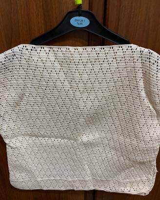 Top cotone con scollatura ecru’