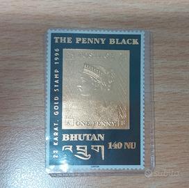 Francobollo Oro 22kt - Bhutan "The Penny Black" 19