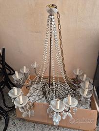 Lampadario vintage cristallo e metallo