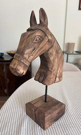 TESTA DI CAVALLO IN LEGNO SCOLPITA A MANO