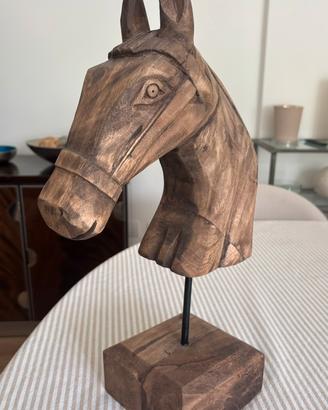 TESTA DI CAVALLO IN LEGNO SCOLPITA A MANO