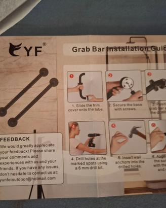 Set 2 barre di sicurezza bagno – nuove, 60 cm