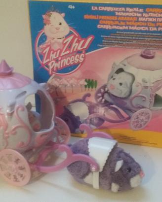 Gioco zhu zhu princess carrozza + criceto rosa