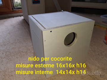 Nidi per ondulati (cocorite) NUOVI. 16X16X16