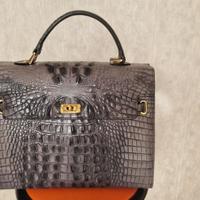 Borsa coccodrillo grigia