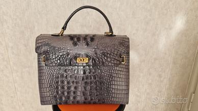 Borsa coccodrillo grigia