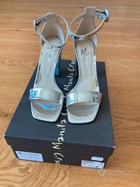 Sandali Manila Grace argento/pois giallo