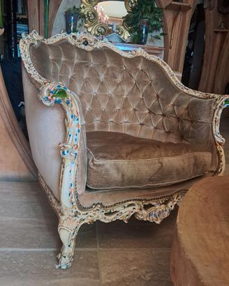 Poltrona artistica anni 30 multicolore, barocca