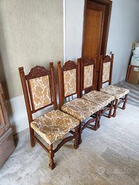 4 Sedie vintage in legno massello da restaurare
