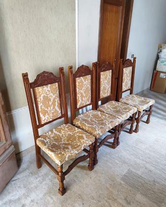 4 Sedie vintage in legno massello da restaurare