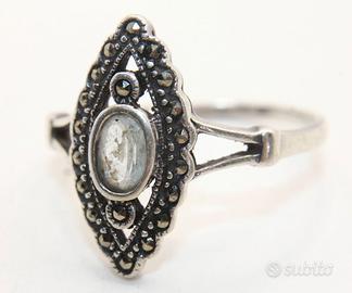 Antico anello Art Deco argento marcasite pietra