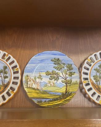 Tris piattini ceramiche Castelli