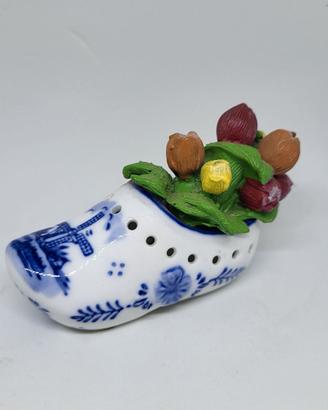 Miniatura Zoccolo Olandese Porcellana con Tulipani