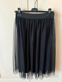 Gonna Rinascimento in tulle nero midi