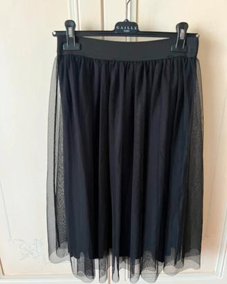 Gonna Rinascimento in tulle nero midi
