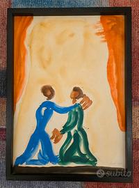 Virgilio Guidi "Incontro" Acquarello - anno 1976