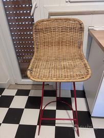 Sgabelli Cidue in ferro e rattan. Anni 70